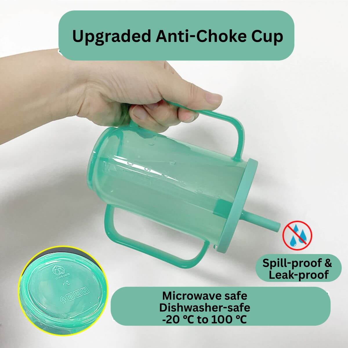adaptive sippy cup showing anti-choke design and gravity-weighted straw system for safer independent drinking NZ