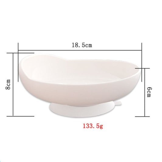 Adaptive white scoop bowl with measurement: 18.5cm wide × 8cm tall × 6cm deep, 133.5g weight, design for independent eating, seniors and limited mobility NZ