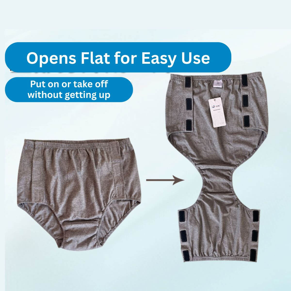 Unisex Adaptive open-flat underwear with side opening | Easy dressing for seniors & care