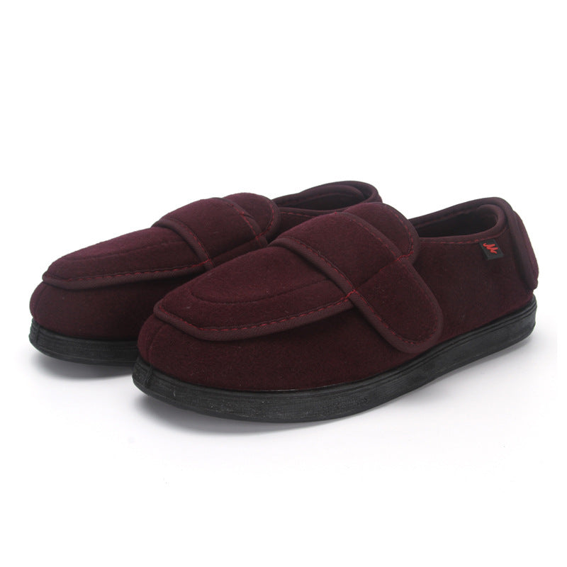 "Owen's Oasis" unisex adjustable wool blend slippers extra width (10.5cm)