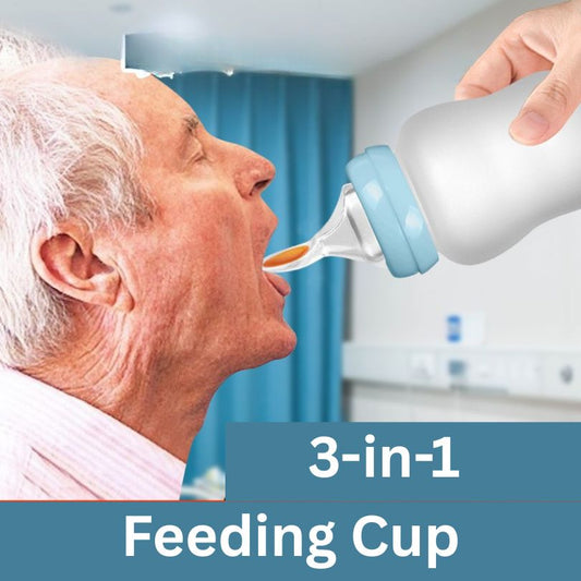3-in-1 Adaptive Feeding Cup for Purée Food & Liquids: Sippy Cup with Straw, Spoon & Nipple Spouts