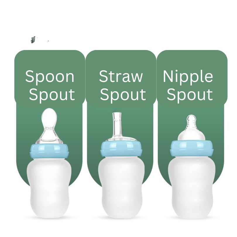 3-in-1 Adaptive Feeding Cup for Purée Food & Liquids: Sippy Cup with Straw, Spoon & Nipple Spouts