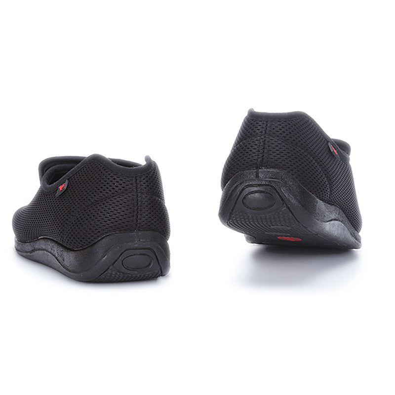 "Caleb’s Comfort": adjustable open-toe mesh slippers for swollen feet & high insteps