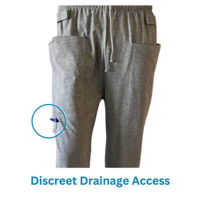 Unisex External Dual-Pocket Adaptive Pants with Catheter Support - Secure and Discreet Design