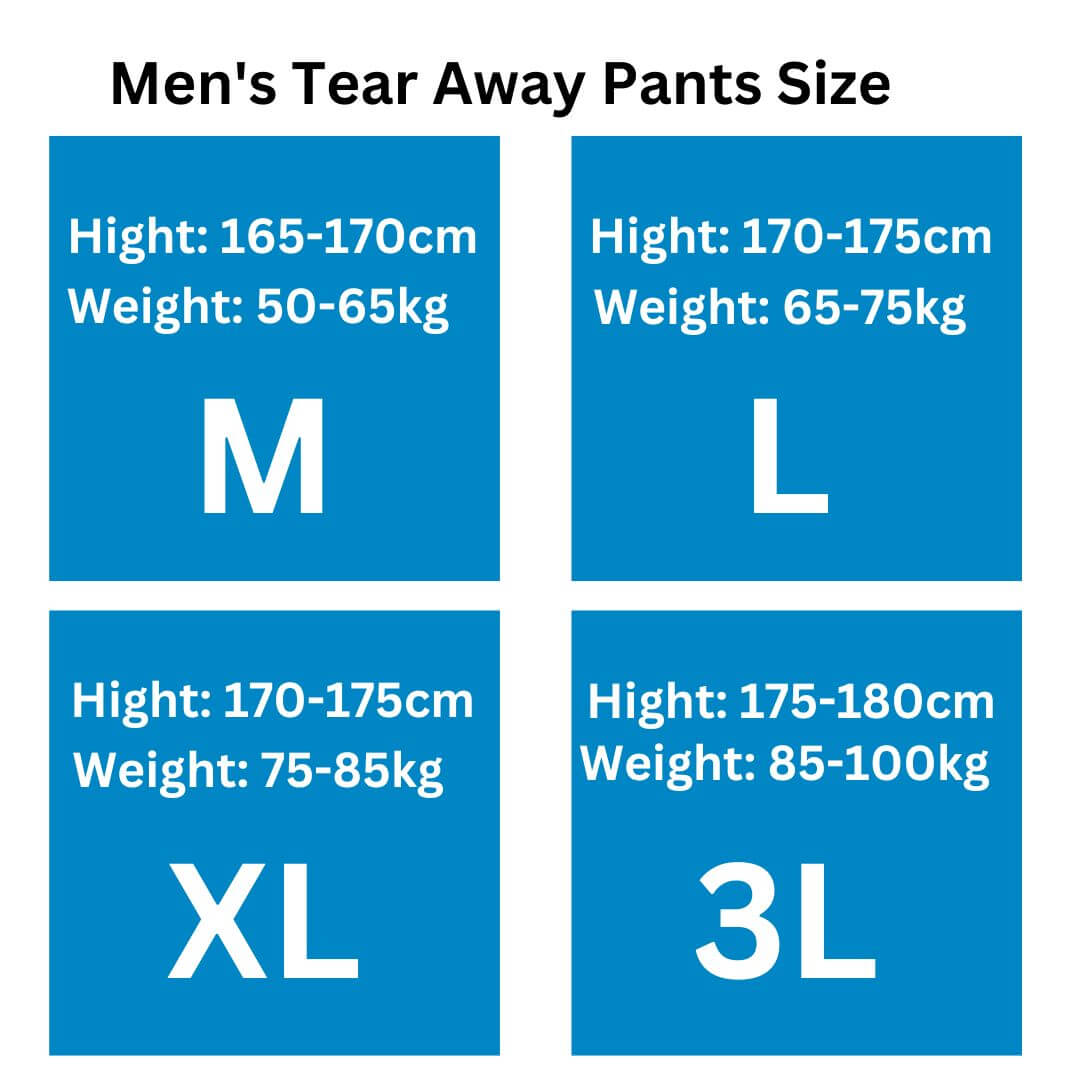 Men's Full Open Post Surgery Tear Away Pants with Full Side VELCRO