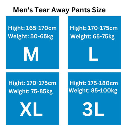 Men's Full Open Post Surgery Tear Away Pants with Full Side VELCRO