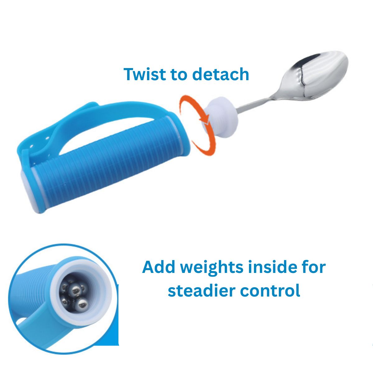 Adaptive Spork with Bendable Neck & Hand Strap | Rotating Handle | Tremors & Limited Grip NZ