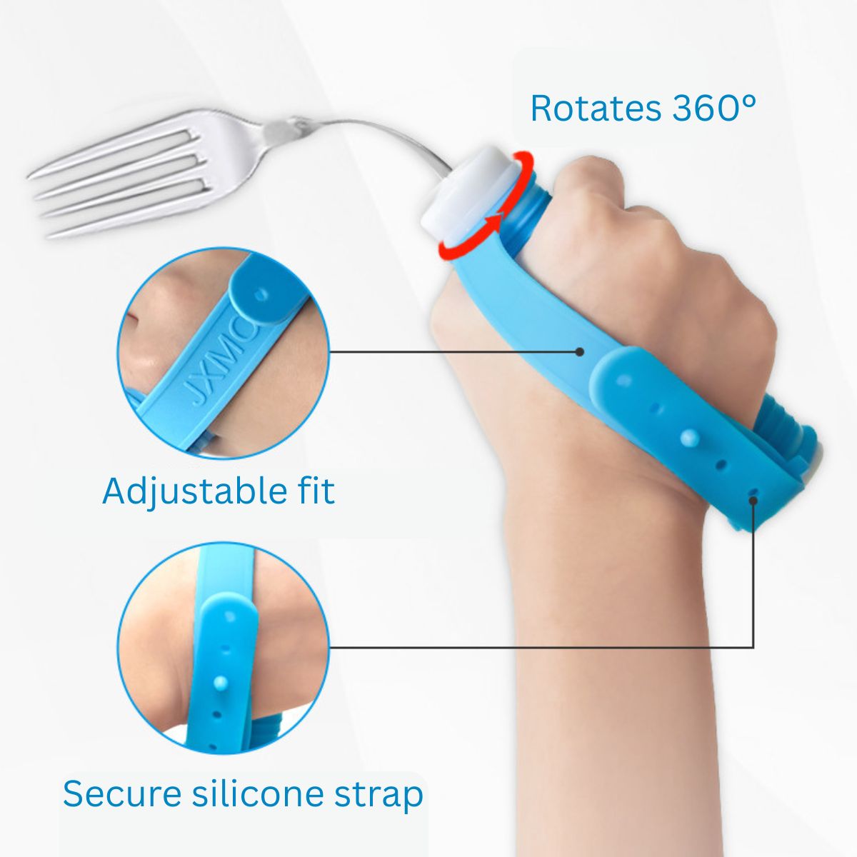 Adaptive Spork with Bendable Neck & Hand Strap | Rotating Handle | Tremors & Limited Grip NZ