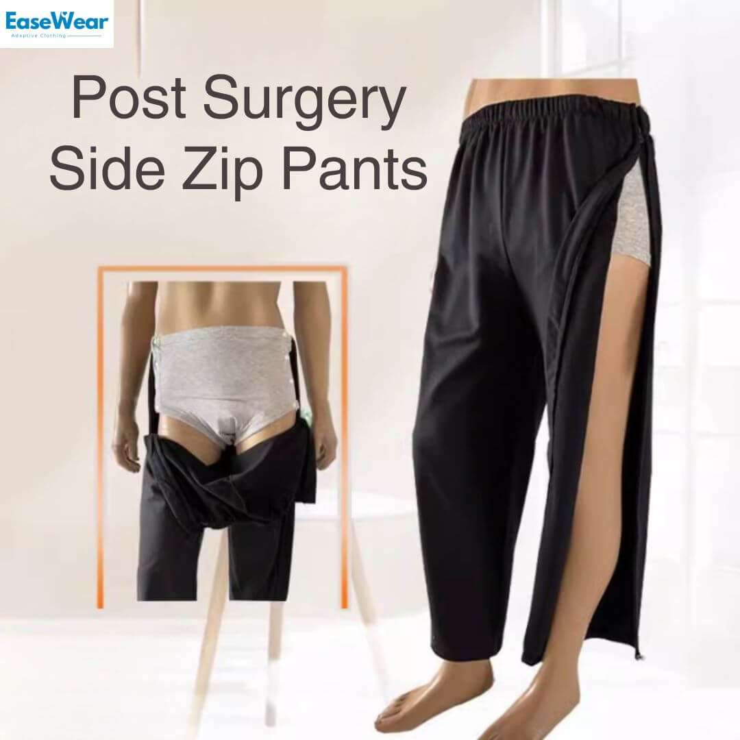 Men's Full Open Post Surgery Side Zip Recovery Pant