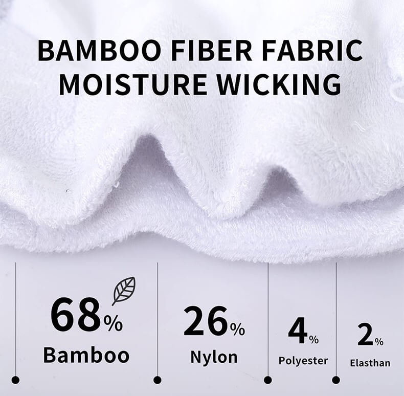 Diabetic bamboo sock fabric close-up showing soft bamboo fibre construction: 68% bamboo, 26% nylon, 4% polyester, 2% elasthan, moisture-wicking for sensitive and diabetic feet NZ