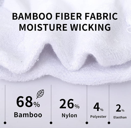 Diabetic bamboo sock fabric close-up showing soft bamboo fibre construction: 68% bamboo, 26% nylon, 4% polyester, 2% elasthan, moisture-wicking for sensitive and diabetic feet NZ