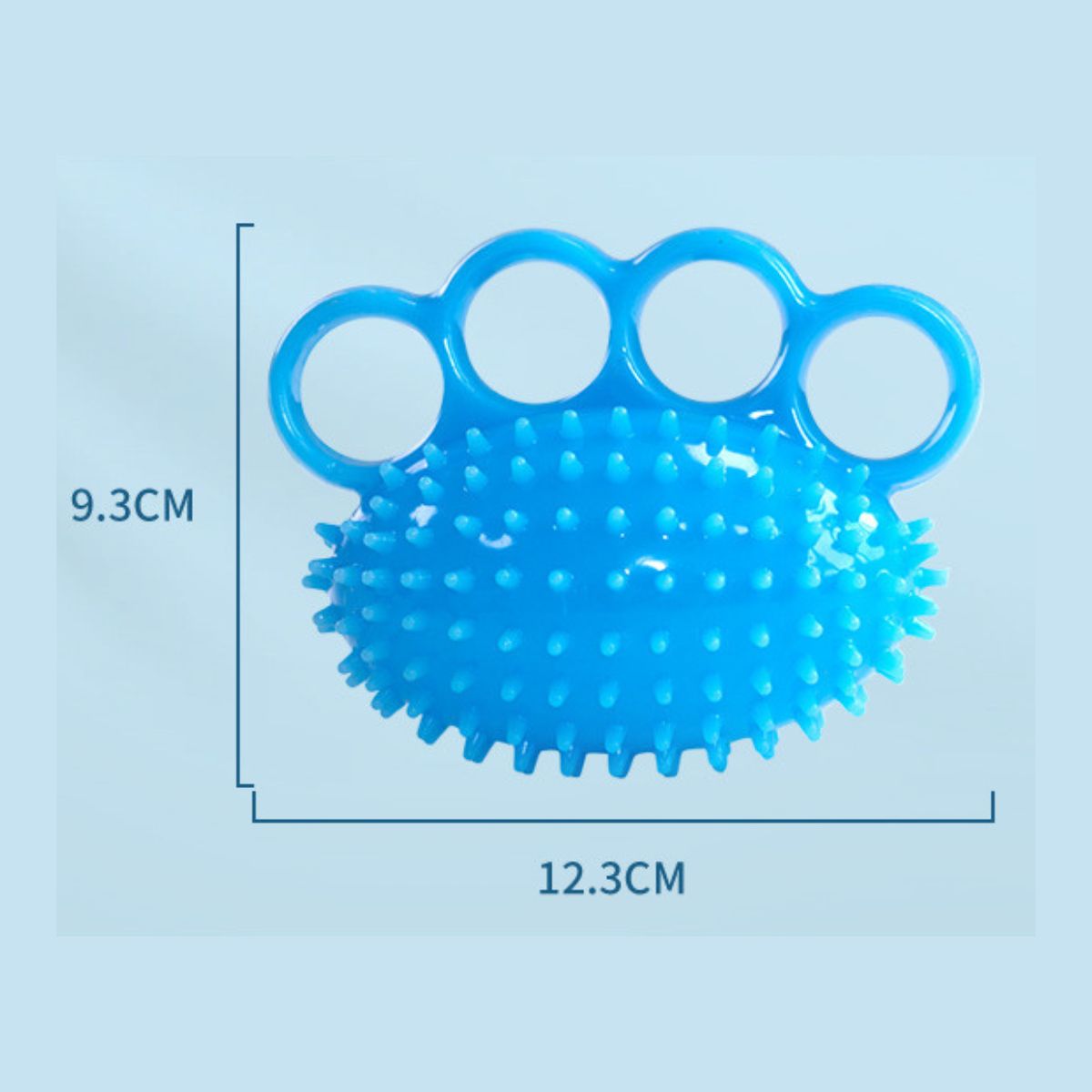 Hand grip and finger exerciser ball dimensions, 12.3cm by 9.3cm, blue textured design NZ