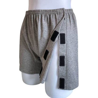 Men's adaptive Velcro side-opening boxer shorts worn, front view howing regular underwear appearance with no visible adaptive features NZ