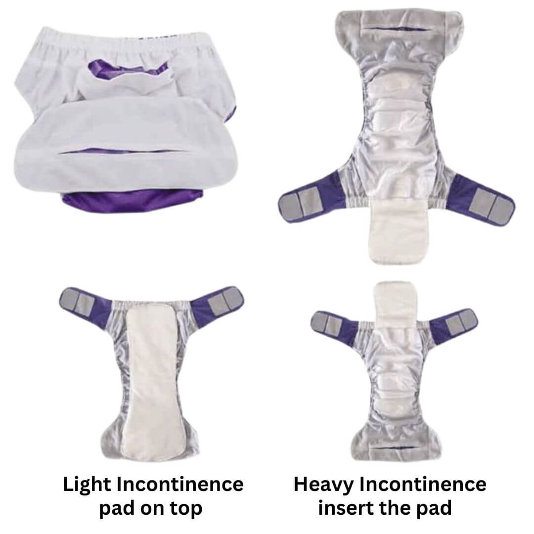 Reusable adaptive underwear showing how to insert washable 
pad, compatible with reusable and disposable incontinence pads 
for customised absorbency NZ