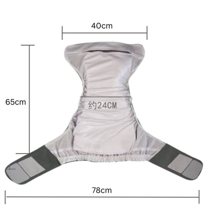Size chart for reusable adaptive underwear showing strap adjustment guide for different waist measurements NZ