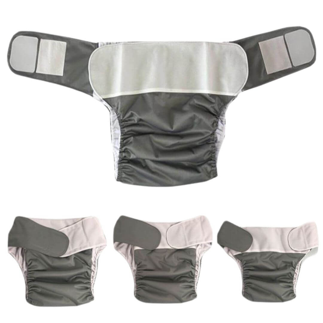 Close-up of adjustable waist strap on adaptive underwear, fits waist measurements from 59cm to 133cm for a wide range of body sizes NZ