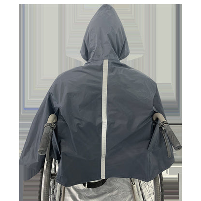Back view of the Wheelchair Rain Poncho showing the reflective safety strip
