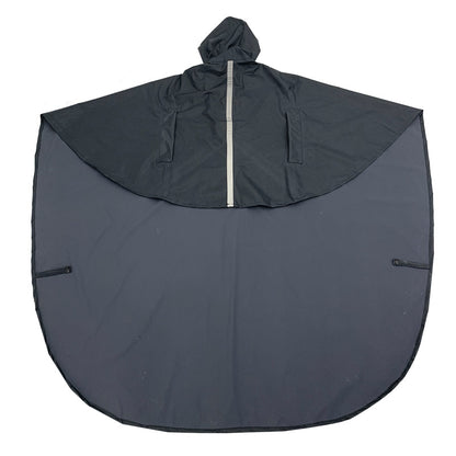 Wheelchair Rain Poncho laid flat showing the front zip and hood