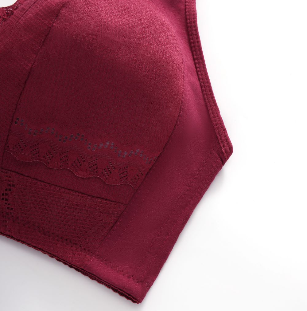 Close-up of fuller bust adaptive bra showing 13.5 cm high side wings for extra coverage and support.