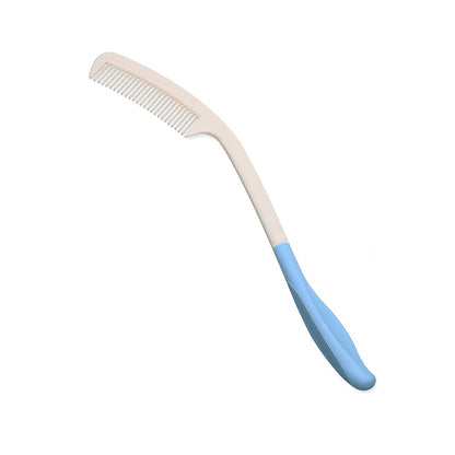 Long handle comb with curved easy-grip handle for easier hair grooming and extra reach