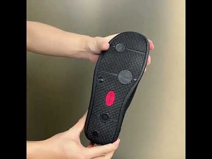 "Caleb’s Comfort": adjustable open-toe mesh slippers for swollen feet & high insteps