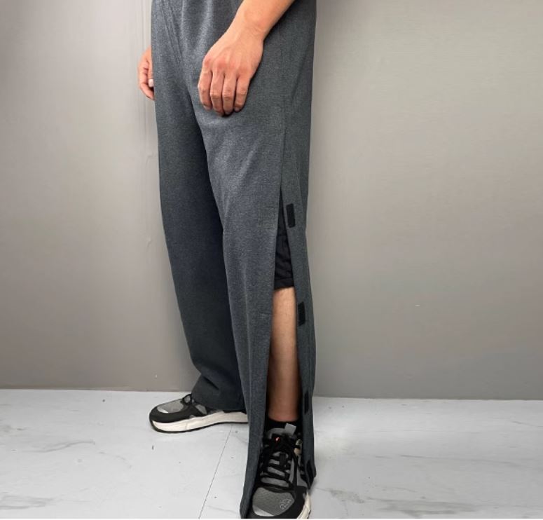 Unisex tear-away pants with full side opening