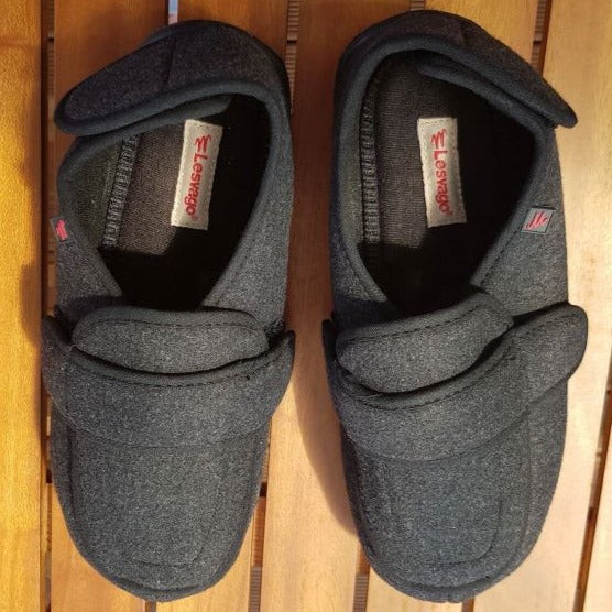 "Owen's Oasis" unisex adjustable wool blend slippers extra width (10.5cm)