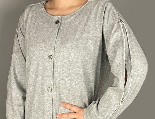 Unisex Long Sleeve Full Arm Opening Top with Side Zip