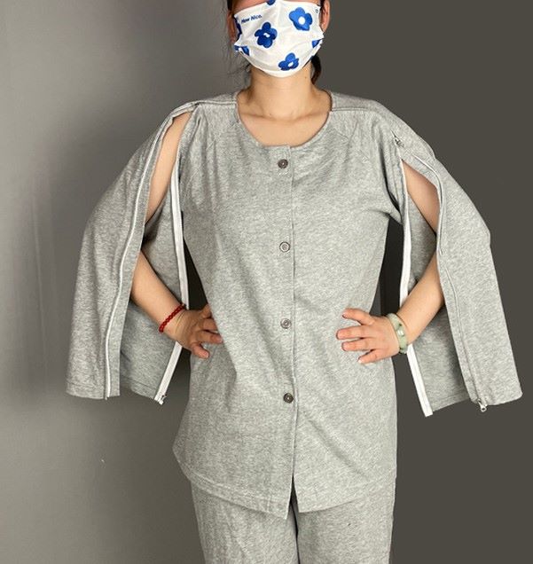 Unisex Long Sleeve Full Arm Opening Top with Side Zip