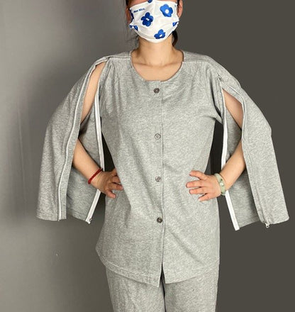Unisex Long Sleeve Full Arm Opening Top with Side Zip
